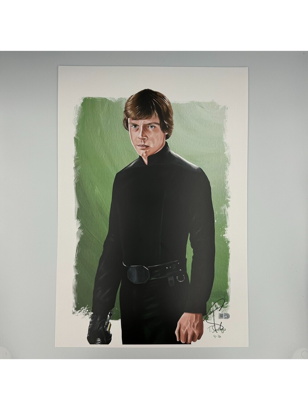 Luke Skywalker Signed Lithograph 13x19 by Tony Santiago Star Wars Art COA